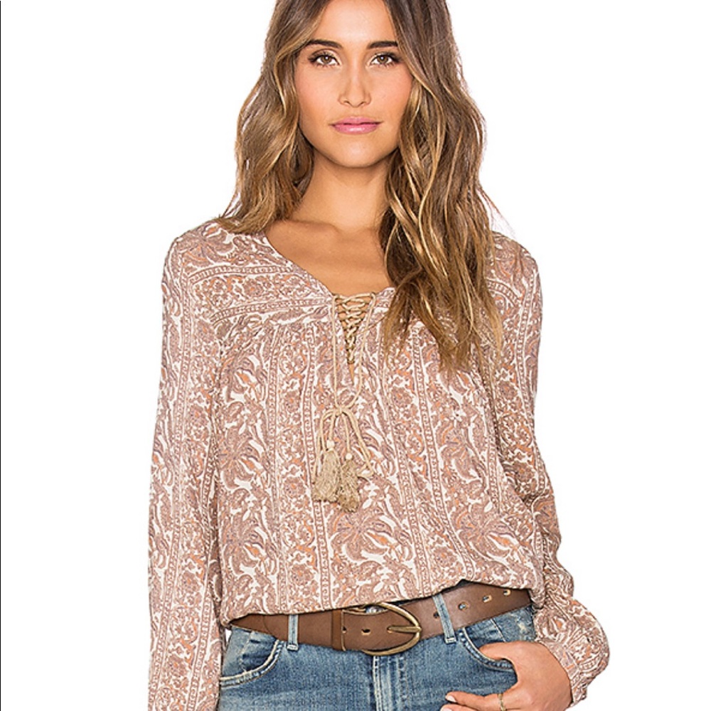 Revolve Eternal Sunshine Creations Lace Up Blouse, size small.
